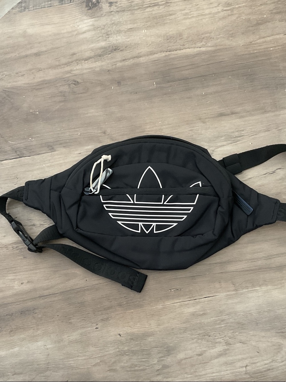 adidas Black Belt Bag with White Trefoil Outline